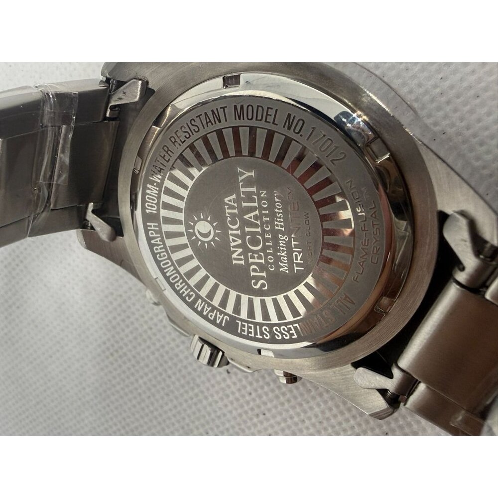 Invicta Mens Stainless Steel Chronograph Watch With Black Dial & Silver Bracelet - Picture 12 of 13